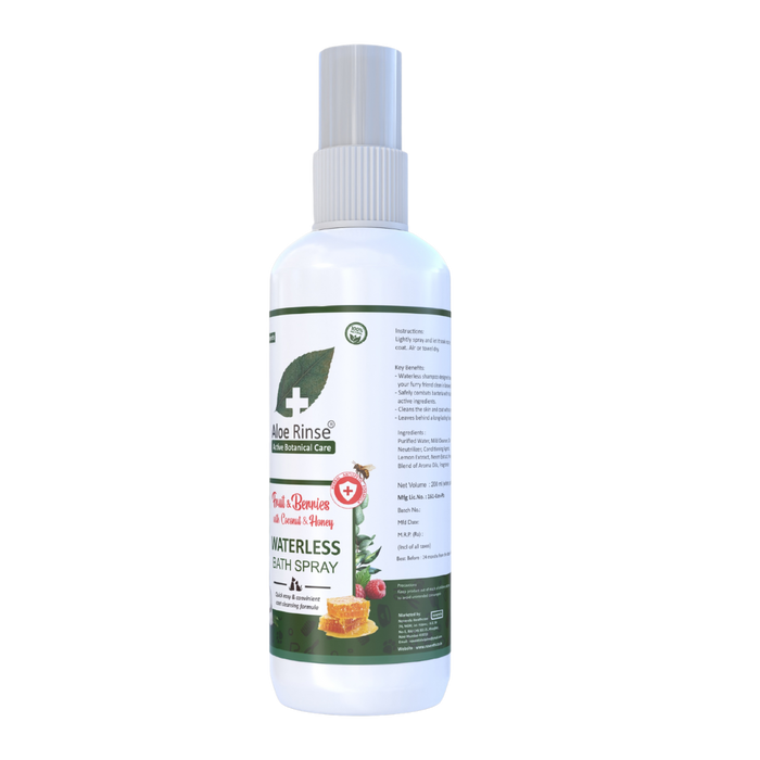 Aloe Rinse Waterless Dry Bath Spray – Fruit & Berries with Coconut & Aloe: Natural pet grooming for a clean and fragrant coat