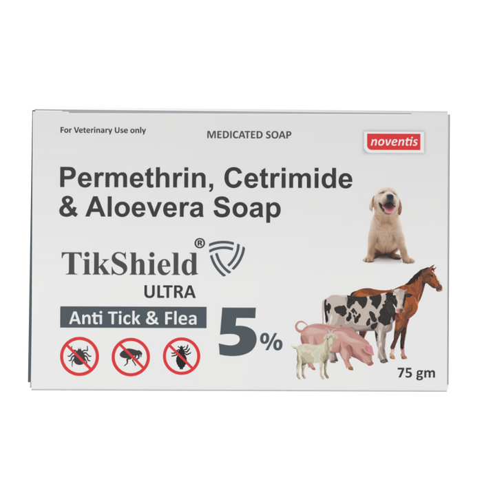 Tikshield ® Permethrin 5 % Soap for Dog, Horses, Cattle & Livestock - Eliminate Ticks, Fleas and Lice