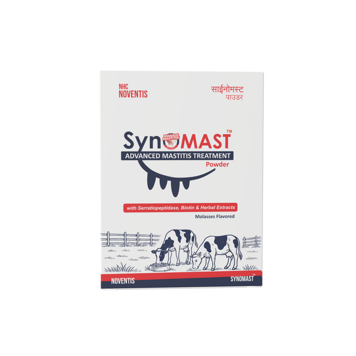 Synomast™ Udder Health Supplement for Cows & Buffaloes – 200g | Advanced Mastitis & Fibrosis Treatment Powder with Serratiopeptidase & Herbal Extracts