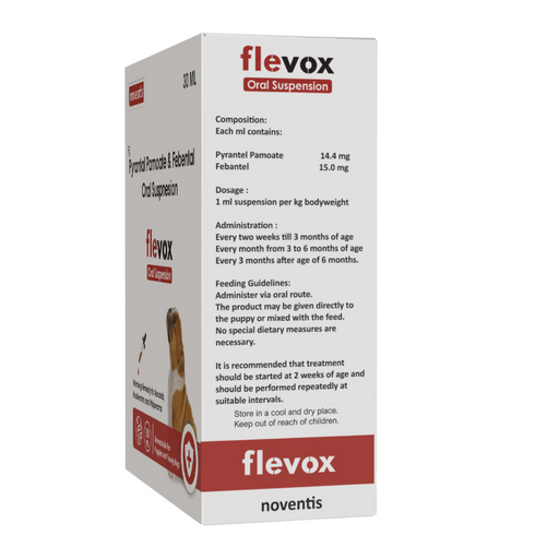 Easy to administer liquid dewormer for puppies Noventis Flevox Suspension