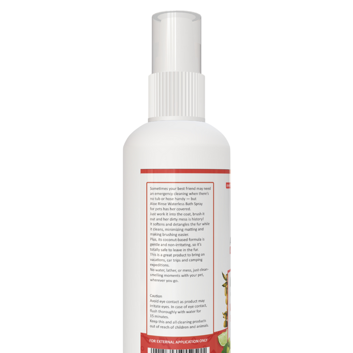 Aloe Rinse Waterless Dry Bath Spray – Neem & Lemon with Honey & Aloe: Combat bacteria and refresh your pet's coat naturally.