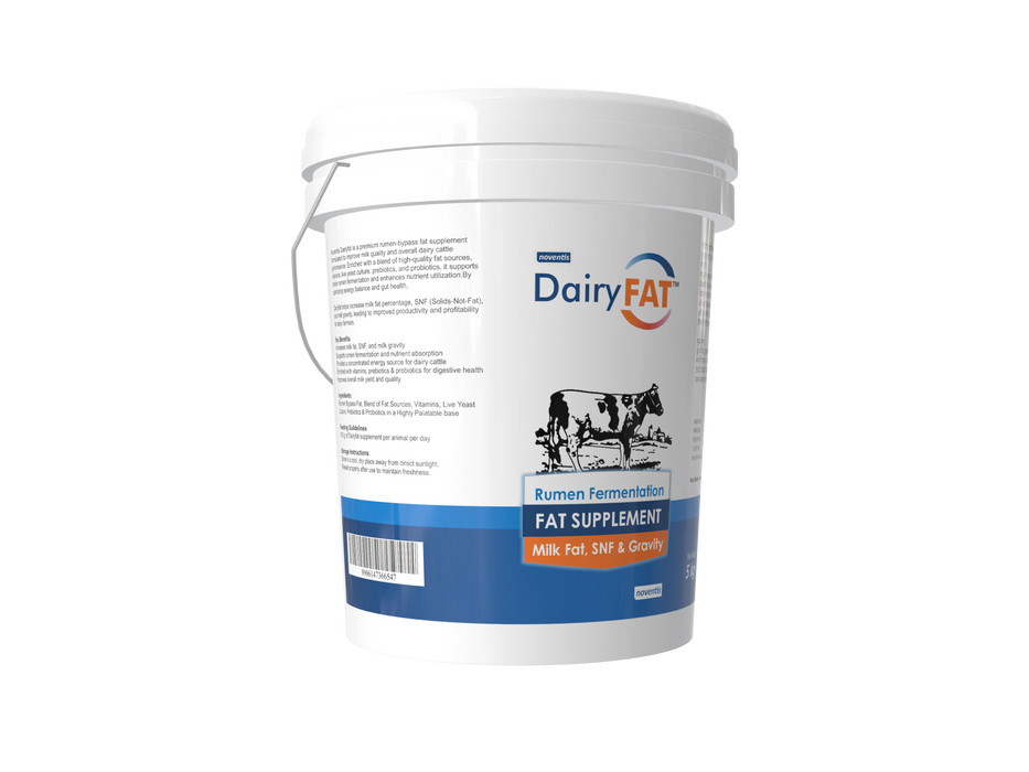 Noventis Dairyfat – Rumen-Bypass Fat Supplement for Dairy Cattle | Boosts Milk Fat %, SNF, Milk Gravity & Yield | Energy-Rich Formula with Vitamins, Prebiotics, Probiotics & Live Yeast Culture