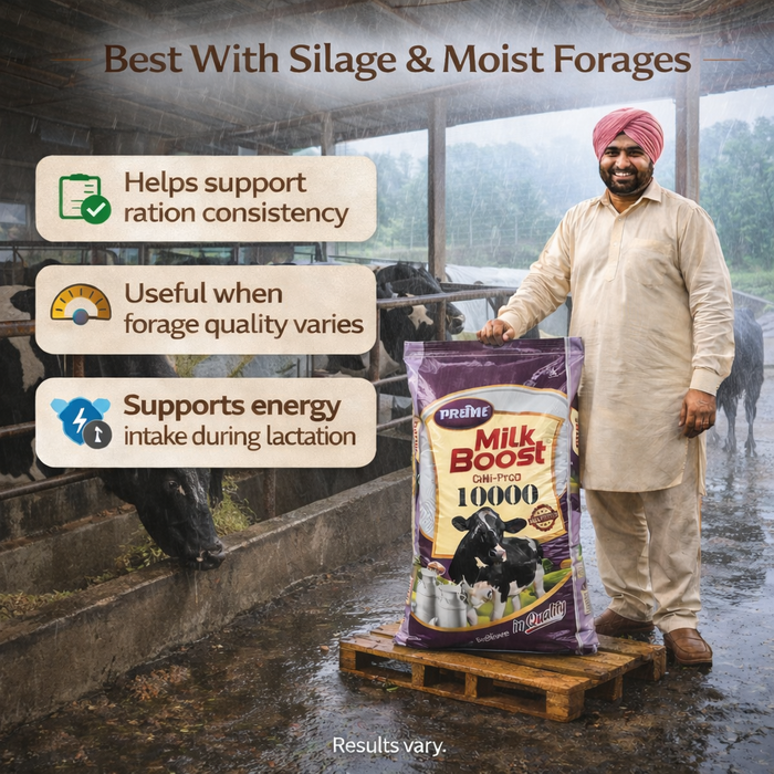 PRIME® Milk Boost 10000 Feed – High-TDN, Vitamin-Fortified Compound Feed for Lactating Cows & Buffaloes