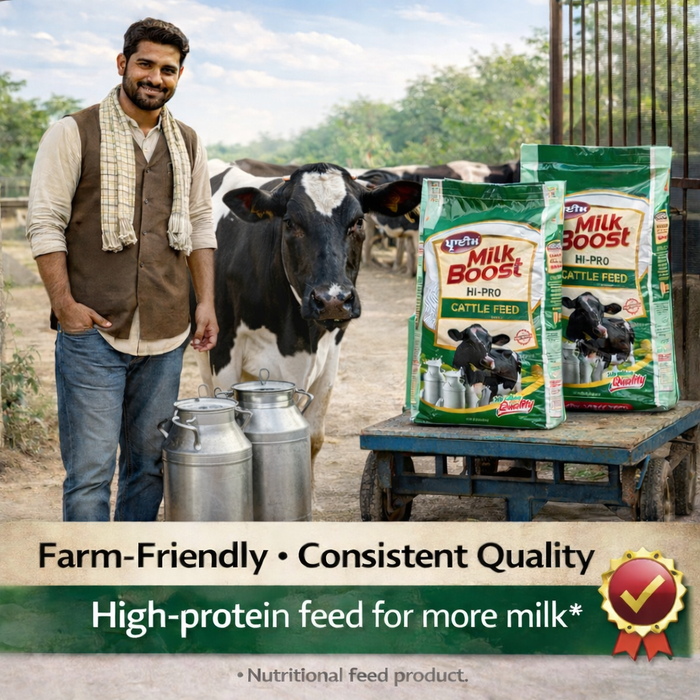 PRIME® MILK BOOST HI-PRO Cattle Feed 50 kg | High-Protein Compound Feed for Lactating Cows & Buffaloes | Supports Milk Yield, Fat & SNF  | With Yeast & Biotin