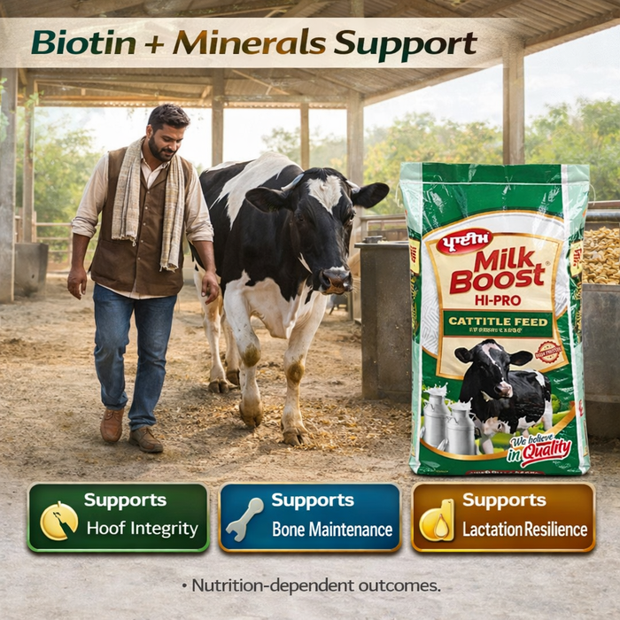 PRIME® MILK BOOST HI-PRO Cattle Feed 50 kg | High-Protein Compound Feed for Lactating Cows & Buffaloes | Supports Milk Yield, Fat & SNF  | With Yeast & Biotin