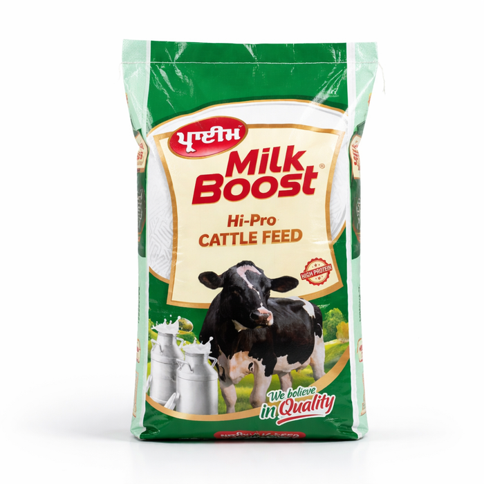 PRIME® MILK BOOST HI-PRO Cattle Feed 50 kg | High-Protein Compound Feed for Lactating Cows & Buffaloes | Supports Milk Yield, Fat & SNF  | With Yeast & Biotin