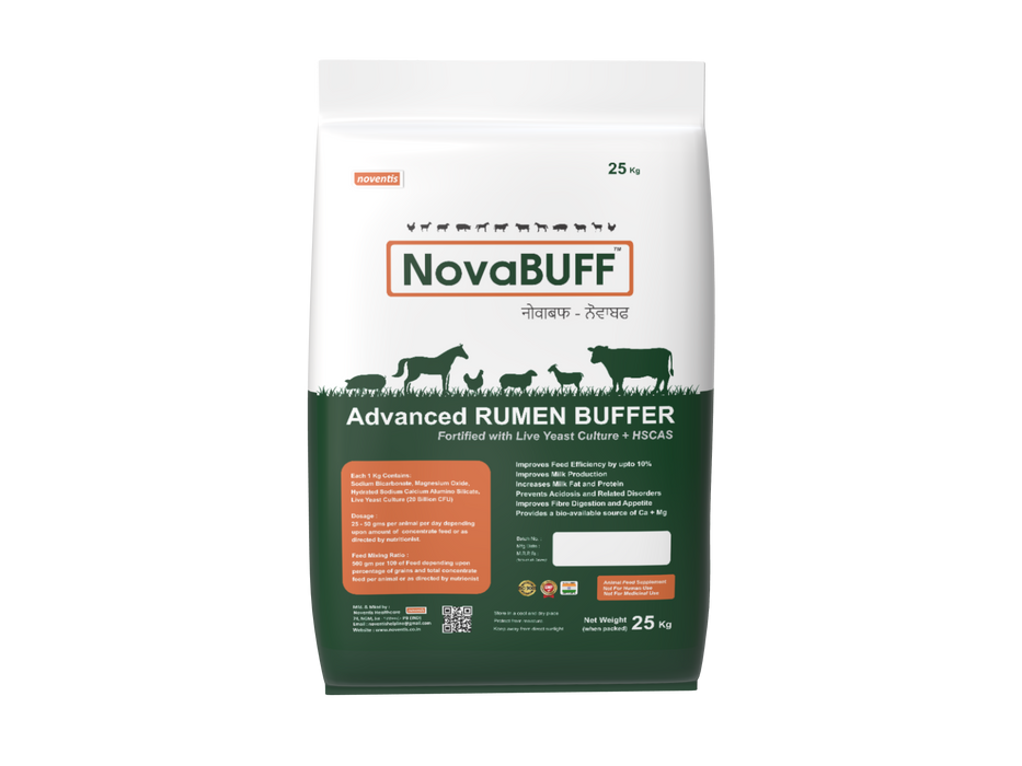 Novabuff – Advanced Rumen Buffer with Live Yeast & HSCAS for Acidosis Prevention & Feed Efficiency