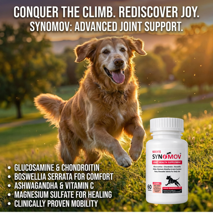 Synomov Daily Joint Support ChewTabs for Dogs & Cats – Glucosamine, Chondroitin, Cissus & Boswellia – Promotes Mobility, Eases Joint Stiffness, Supports Recovery – 60 Tabs