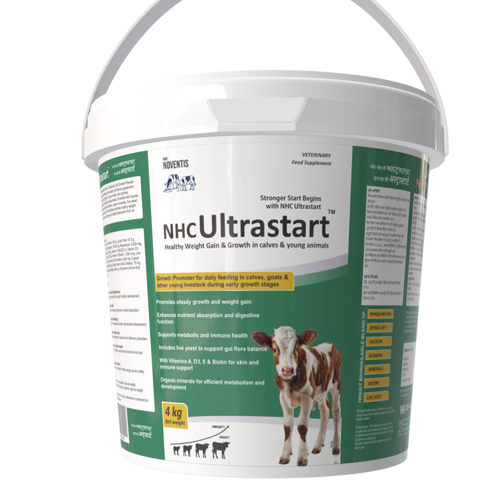 NHC Ultrastart product in a white bucket with green label on a white background