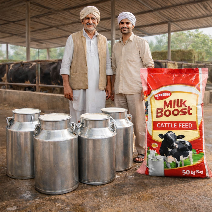 PRIME® MILK BOOST Compound Cattle Feed 50 kg | 20–22% Protein | Supports High Milk Yield, Fat &amp; SNF | Improves Digestion & Feed Efficiency | Balanced Nutrition for Lactating Cows & Buffaloes